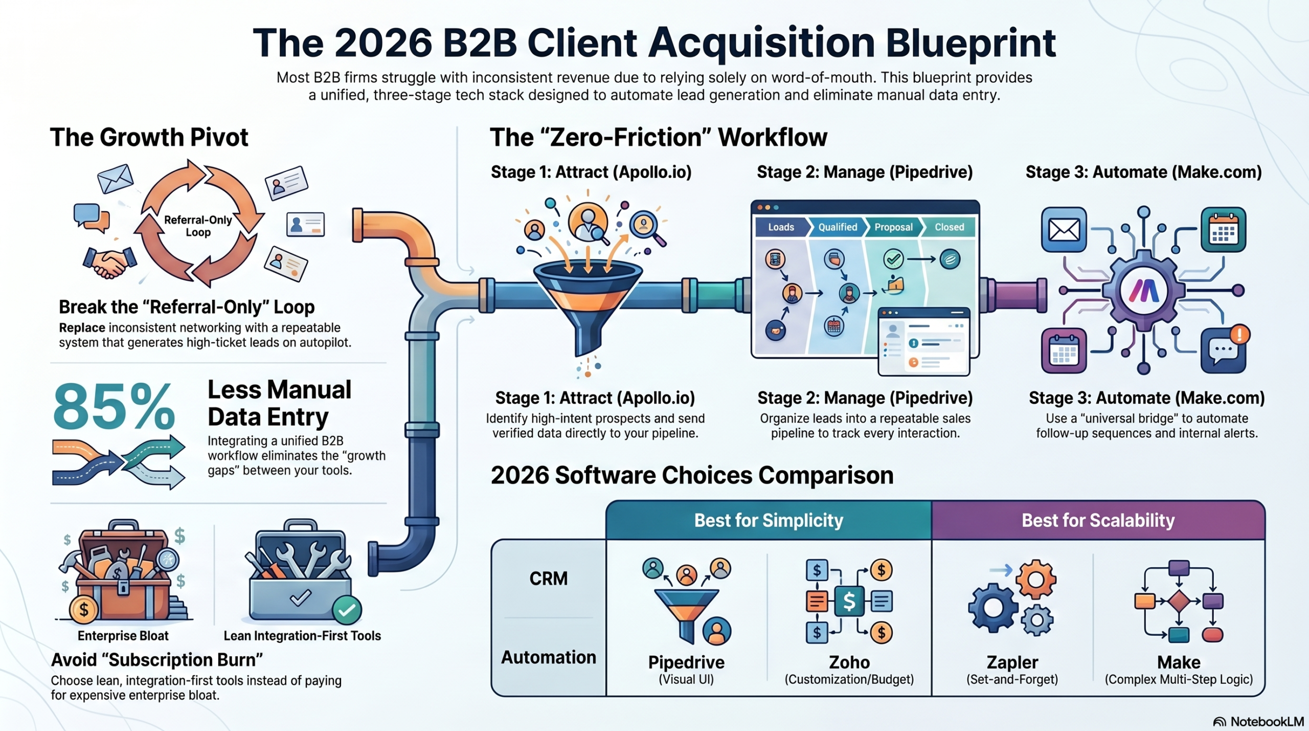 Infographic showing the 2026 B2B Client Acquisition Blueprint