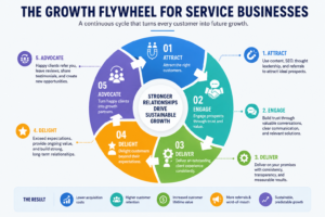 Establishing a Growth Flywheel for Service-Based Businesses: The 2026 Guide 4 growth fly wheel for service business